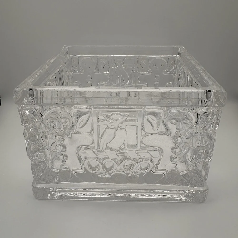 Vintage Goebel Crystal Hansel & Gretel  Gingerbread House Glass Candy Dish HEAVY